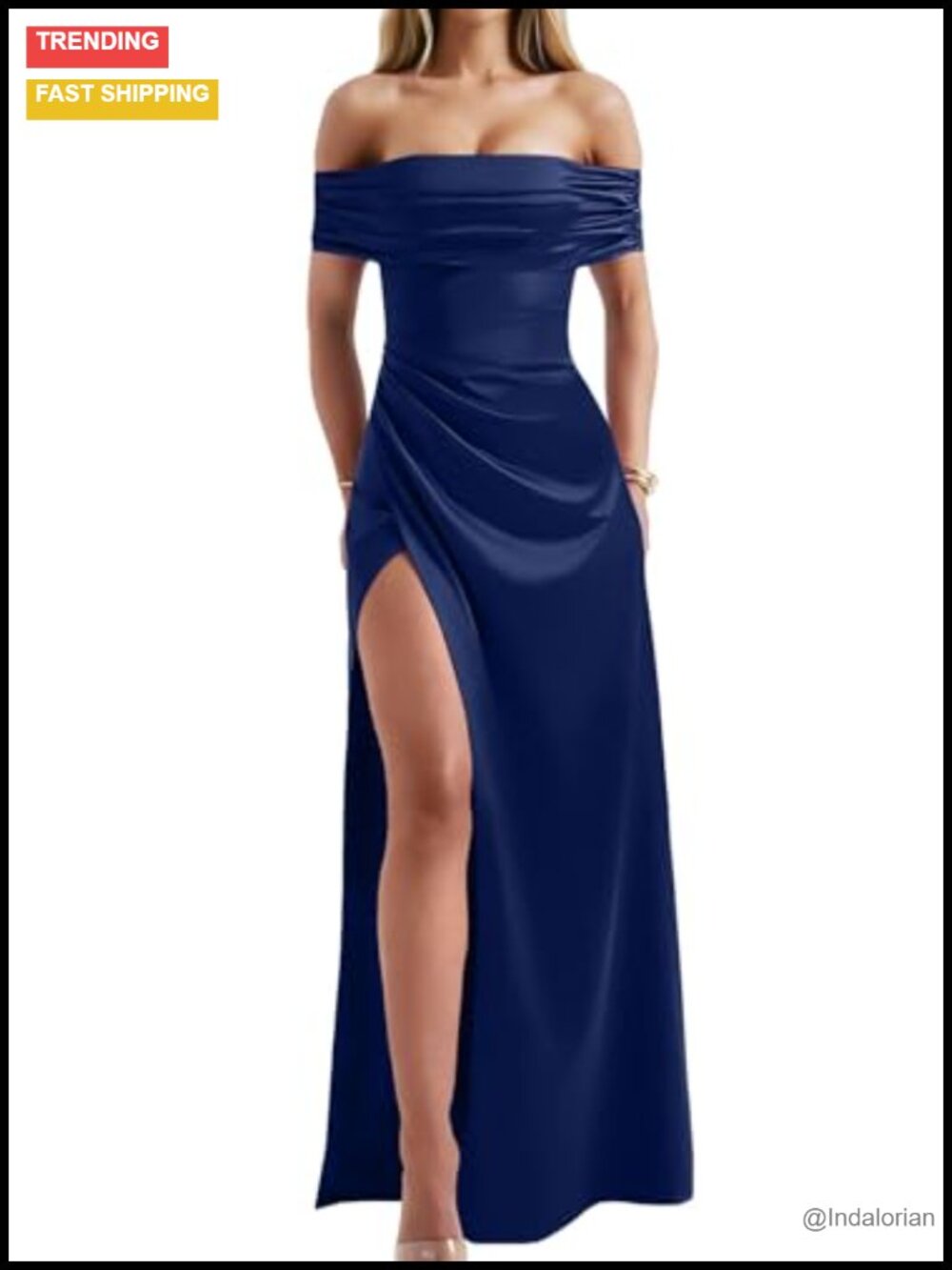 Elegant Off Shoulder Bodycon Maxi Dress with Thigh High Split